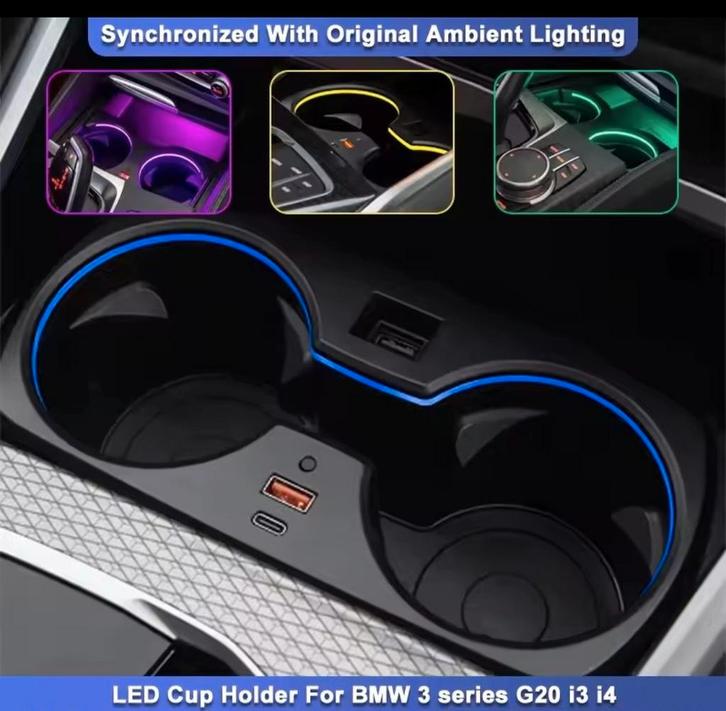 BMW G20/i3/i4 Bekerhouder LED Ambient Verlichting, Auto diversen, Auto-accessoires, Nieuw, Ophalen of Verzenden