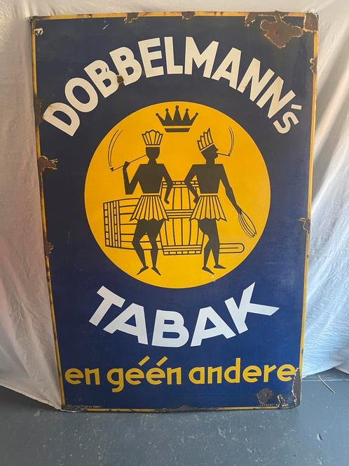 Emaille Oud Geleefd Dobbelmann’s Tabak Bord ( mega groot ), Antiek en Kunst, Antiek | Emaille, Ophalen
