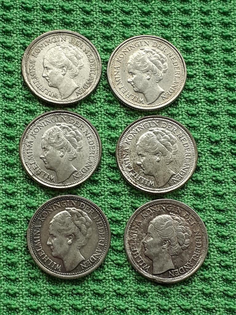 6 zilveren dubbeltjes, verlaagd in prijs, Postzegels en Munten, Munten | Nederland, Ophalen of Verzenden, Koningin Wilhelmina