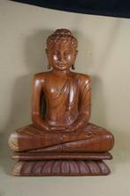 Grote hard houten Boeddha in lotuszit, Antiek en Kunst, Ophalen of Verzenden