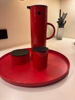 Rode thermoskan set met dienblad en accessoires, Ophalen of Verzenden, Zo goed als nieuw
