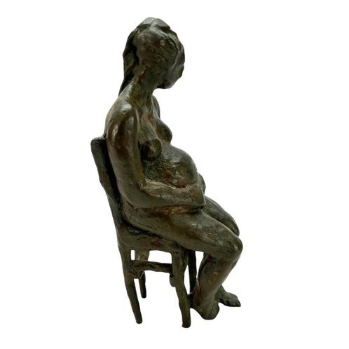 Bronzen sculptuur, zwangere vrouw, Antiek en Kunst, Antiek | Koper en Brons, Ophalen of Verzenden