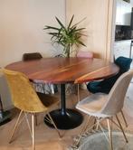 Houten Eettafel met Tulip Voet, Huis en Inrichting, Tafels | Eettafels, Rond, Ophalen of Verzenden, Zo goed als nieuw, 100 tot 150 cm