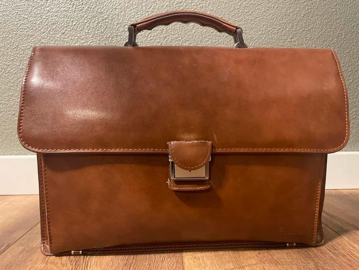 Castelijn & Beerens leren aktetas, bruin. Nagenoeg nieuw, Sieraden, Tassen en Uiterlijk, Tassen | Schoudertassen, Zo goed als nieuw