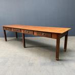 Grote lange grenenhouten kloostertafel met lades bruin oud, Overige materialen, Gebruikt, -, -