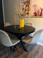 Eettafel rond zwart visgraat, Huis en Inrichting, Tafels | Eettafels, Ophalen, Vier personen, Rond, 100 tot 150 cm