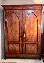 Demontabele antiek mahonie kast, biedermeier,  156 x 210 cm, Ophalen of Verzenden
