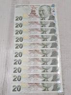 Set van 10 Turkse 20 Lira Bankbiljetten UNC, Ophalen of Verzenden, Overige landen
