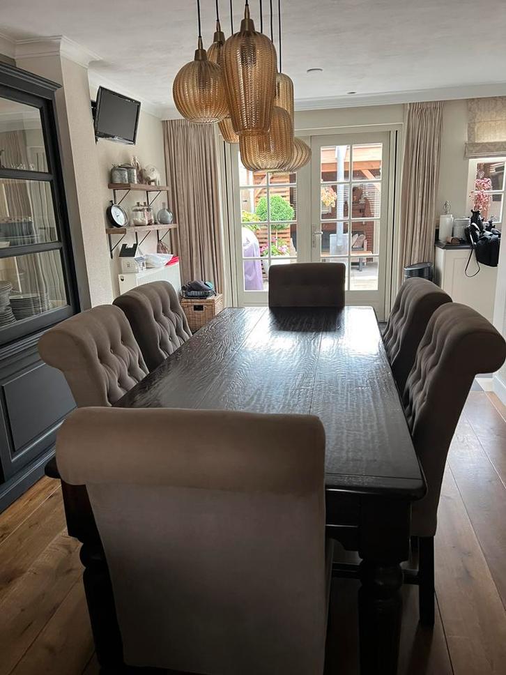 Royale Eettafel met 6 eetkamerstoelen, Huis en Inrichting, Tafels | Eettafels, Gebruikt, 50 tot 100 cm, 200 cm of meer, Rechthoekig