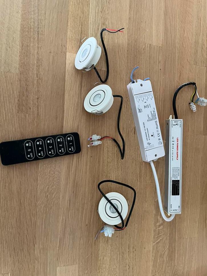 Inbouw LED Spotjes 48 mm 3W (incl voeding en dimmer), Huis en Inrichting, Lampen | Overige, Zo goed als nieuw, Ophalen of Verzenden