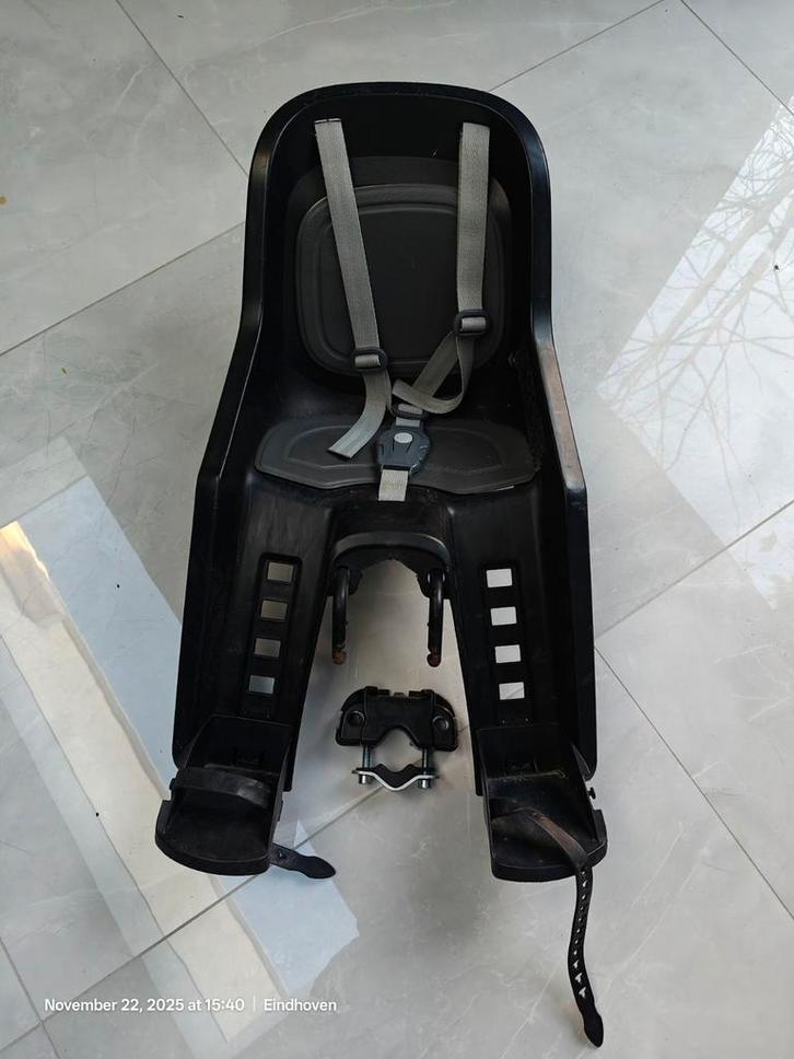 Fietszitje Voor - Zwart, Fietsen en Brommers, Fietsaccessoires | Fietsstoeltjes, Gebruikt, Voetsteuntjes, Ophalen