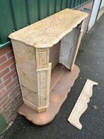 Antieke Franse Schouw marmer en koper, Pompadour ca 1860, Huis en Inrichting, Haarden, Ophalen, Gebruikt, Vrijstaande haard, Overige soorten