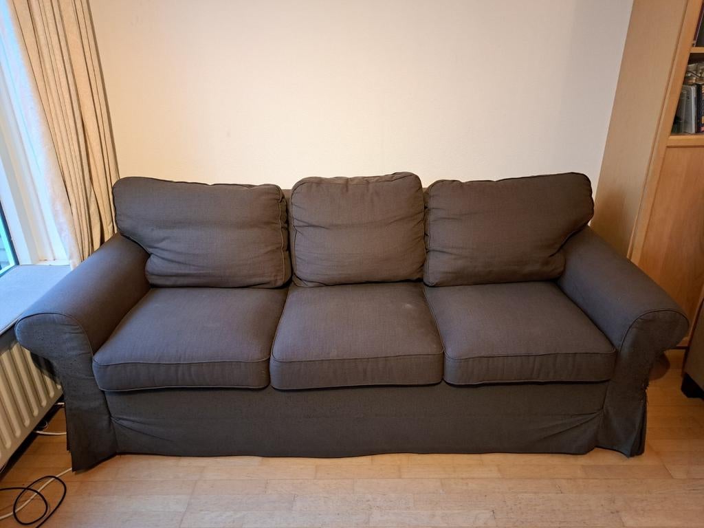 IKEA Ektorp Pixbo 3-zits Slaapbank Bruin, Ophalen, Gebruikt, 90 cm, Bruin