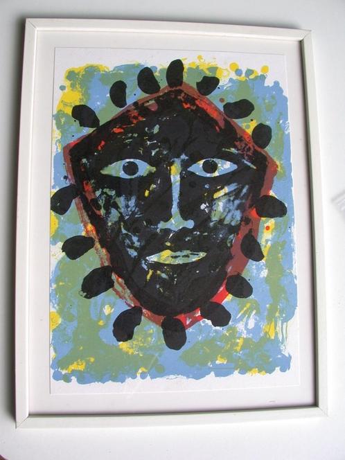 Jef Diederen J.Diederen Zeefdruk Limburg  gezicht vlieger, Antiek en Kunst, Kunst | Litho's en Zeefdrukken, Ophalen of Verzenden