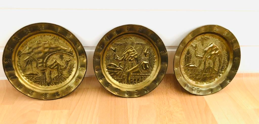 Koperen borden set Kamelen, Ophalen of Verzenden, Koper