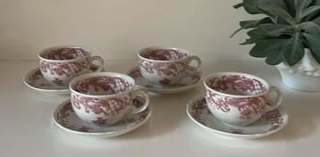 4 Villeroy & Boch Valeria rood theekop en schotels beschikbaar voor biedingen