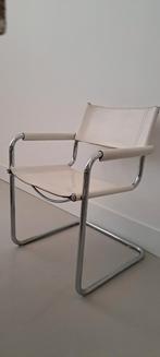 Vintage stam stijl buis frame stoel leer wit bauhaus stijl, Huis en Inrichting, Stoelen, Ophalen, Gebruikt, Wit, Leer
