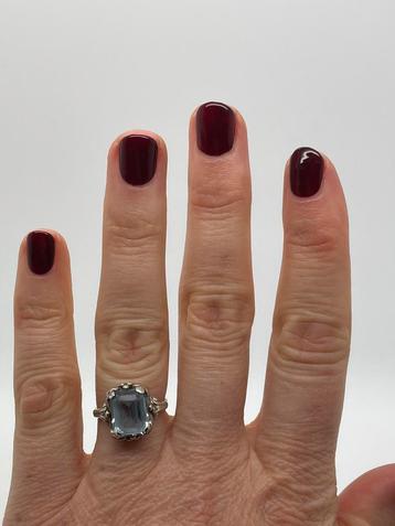 A201 Prachtige zilveren aquamarijn ring maat 17 beschikbaar voor biedingen