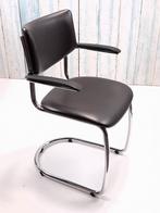 Vintage eetkamerstoel met buisframe Gispen 2001, Huis en Inrichting, Stoelen, Ophalen, Gebruikt, Bruin, Metaal