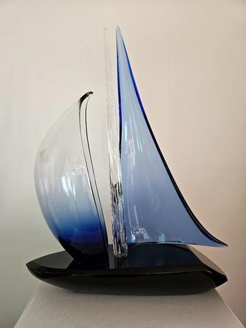 Grote glazen zeilboot van Giancarlo Signoretto Murano 