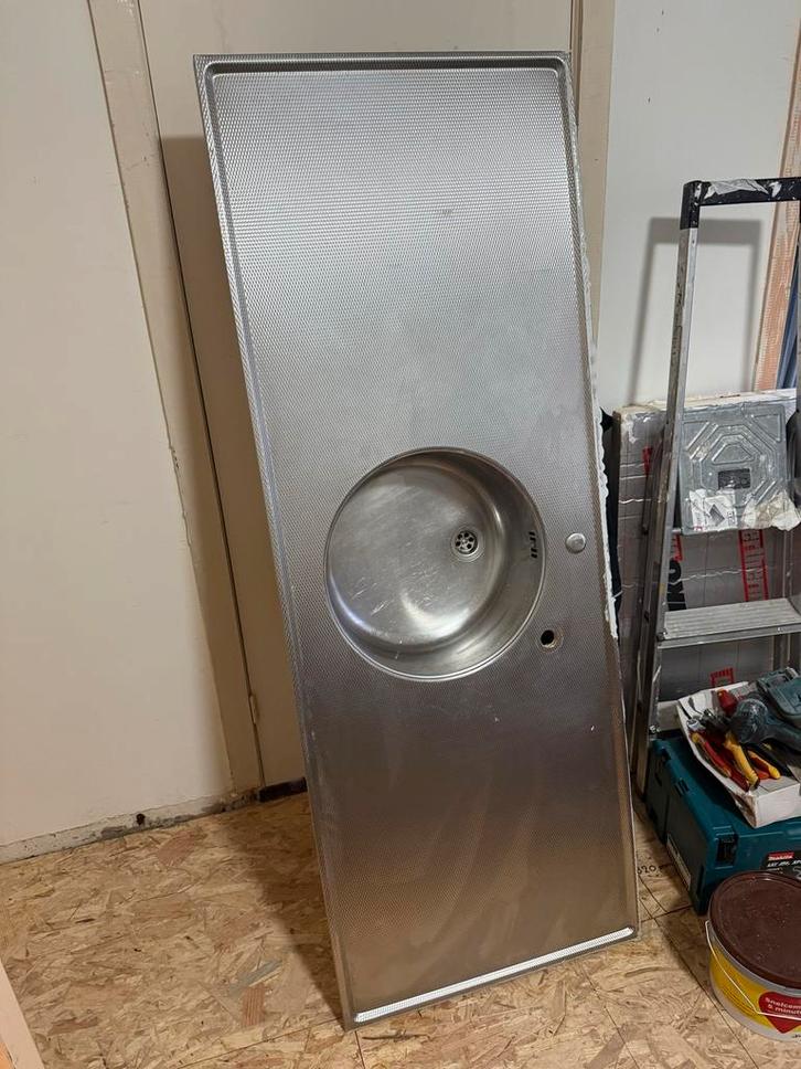 RVS Werkblad met Waterkering - Buitenkeuken, Huis en Inrichting, Keuken | Keukenelementen, Nieuw, 150 tot 200 cm, 50 tot 100 cm