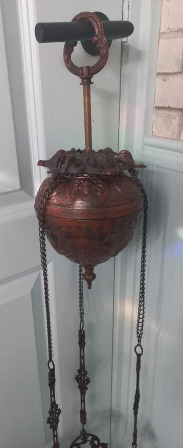 Zware antieke bronzen hanglamp, bouwpakket  beschikbaar voor biedingen