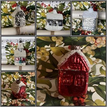 Oude kerstbal huisje, kerkje of molen zilver of kleur beschikbaar voor biedingen