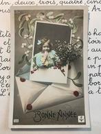 Bonne Année - meisje hulst maretak enveloppe, Ophalen of Verzenden, Voor 1920, Gelopen, Feest(dag)