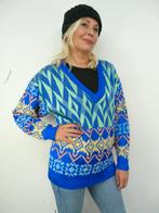 *Abfab Vintage Kleurrijke Trui met V hals L*, Blauw, Maat 42/44 (L), Ophalen of Verzenden, Zo goed als nieuw