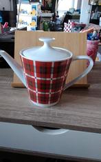 Vintage porcelein Koffie -of theepot jaren 70 decor tartan, Ophalen of Verzenden
