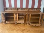 Exclusief Antiek Massief Eikenhouten Dressoir Handgesneden, Ophalen, Gebruikt, Eikenhout, 200 cm of meer