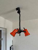 vintage oranje luster met 3 spots / hanglamp, Ophalen, Gebruikt