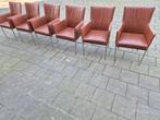 4 Bert Plantagie design Arc leer + 2 gratis eetkamerstoelen, Huis en Inrichting, Ophalen, Gebruikt, Bruin, Metaal