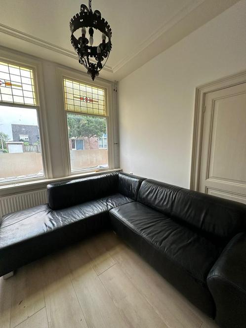 Leren hoekbank, Huis en Inrichting, Banken | Complete zithoeken, Gebruikt, Leer, Ophalen