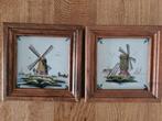 2 Tichelaar Oudhollandse Makkumer tegels in houten lijst, Antiek en Kunst, Ophalen
