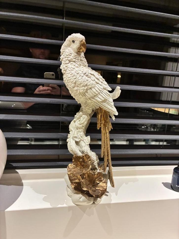 Papegaai Wit Goud, Verzamelen, Beelden en Beeldjes, Zo goed als nieuw, Dier, Verzenden