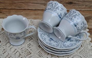 Franse kopjes & schoteltjes, blauw motiefje, Jours Heureux beschikbaar voor biedingen