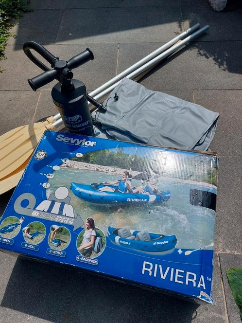 SEVYLOR Opblaas kano (2 pers) zeer stevig en stabiel!, Watersport en Boten, Kano's, Gebruikt, Twee personen, Opblaasbaar, Met peddels