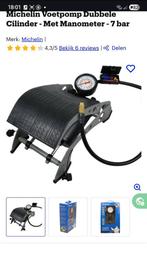 Michelin Voetpomp Dubbele Cilinder, Ophalen, Drukmeter, Zo goed als nieuw