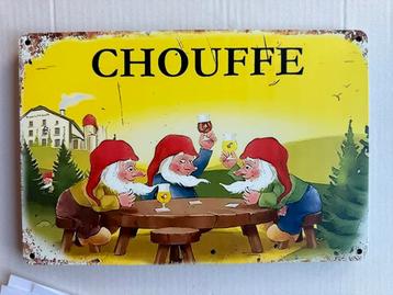 La Chouffe Bier Reclamebord Kabouters Metaal  30 bij 20 beschikbaar voor biedingen