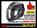 Motorhelm Scorpion EXO TECH Square - Mat Zwart-Rood, Motoren, Kleding | Motorhelmen, Nieuw met kaartje, Overige merken, Systeemhelm