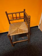 Vintage Houten Stoel met Rotan Zitting, Ophalen, Riet of Rotan, Gebruikt, Bruin