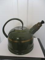 Emaille fluitketel, groen met gouden bies, Antiek en Kunst, Ophalen of Verzenden