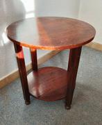 Ronde houten bijzettafel rooktafel H 61 cm, Jaren dertig, Minder dan 55 cm, Gebruikt, Rond