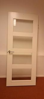 Witte binnendeur (Rechtsom) met glas en RVS handgreep, Doe-het-zelf en Verbouw, Deuren en Horren, Binnendeur, Ophalen of Verzenden