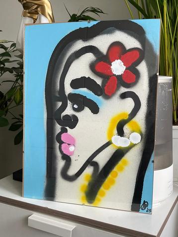 Graffiti Schilderij Tropisch Meisje - LM Signatuur beschikbaar voor biedingen
