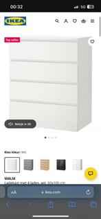 Ikea malm ladekast 4 lades wit, Zo goed als nieuw, 3 of 4 laden, Minder dan 100 cm, 25 tot 50 cm