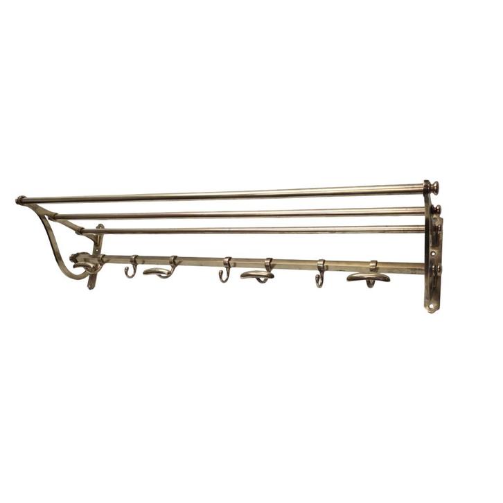 Antieke messing trein kapstok, Huis en Inrichting, Woonaccessoires | Kapstokken, Gebruikt, Wandkapstok, Minder dan 100 cm, Overige materialen