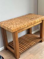 Massief eikenhouten slagersbloktafel 119cm x 61cm x 81cm h, Huis en Inrichting, Tafels | Sidetables, Ophalen, Zo goed als nieuw