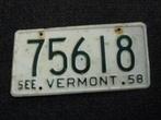 Kentekenplaat licenseplate See Vermont 1958 USA, Verzenden, Gebruikt, Auto's